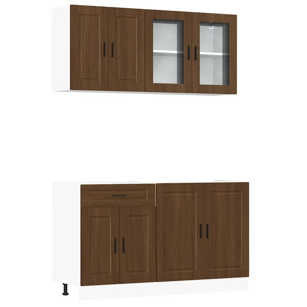 vidaXL 4-tlg. K&uuml;chenschrank-Set Porto Braun Eichen-Optik Holzwerkstoff