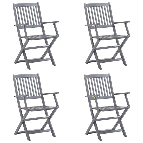 vidaXL Klappbare Gartenst&uuml;hle 4 Stk. mit Kissen Massivholz Akazie