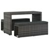 vidaXL 3-tlg. Garten-Essgruppe mit Kissen Poly Rattan Grau