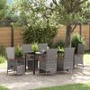 vidaXL Garten Essgruppe mit Kissen 7 pcs Grau Poly-Rattan