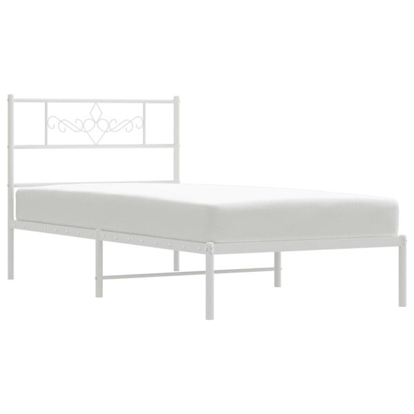 vidaXL Bettgestell mit Kopfteil Metall Wei&szlig; 107x203 cm