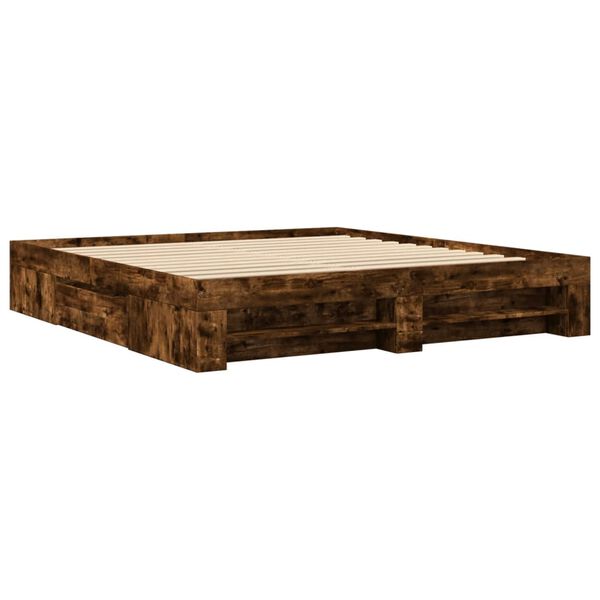 vidaXL Bettgestell ohne Matratze R&auml;uchereiche 180x200 cm Holzwerkstoff