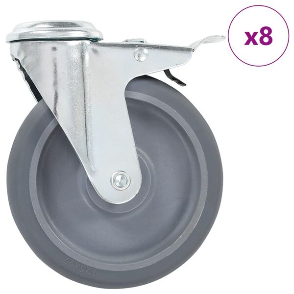 vidaXL 8 Stk. Lenkrollen mit R&uuml;ckenloch 125 mm