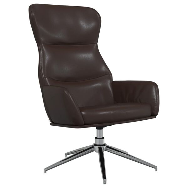 vidaXL Relaxsessel mit Hocker Gl&auml;nzend Braun Kunstleder