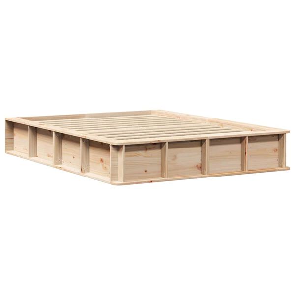 vidaXL Bettrahmen Braun 140 x 190 cm Massives Kiefernholz