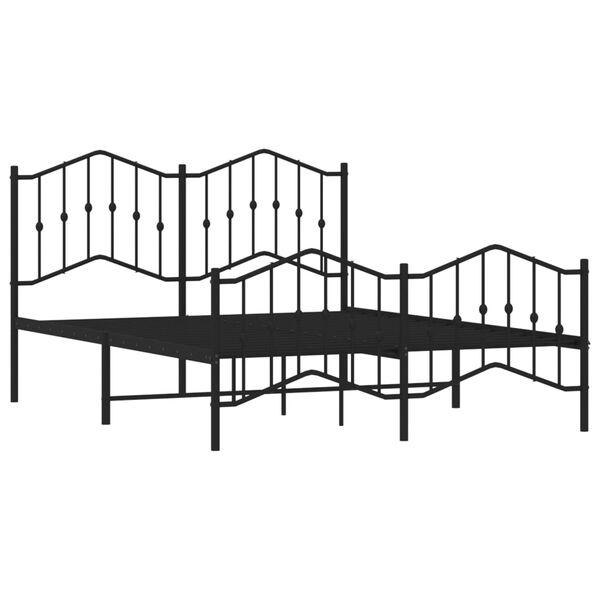 vidaXL Bettgestell mit Kopf- und Fu&szlig;teil Metall Schwarz 150x200 cm