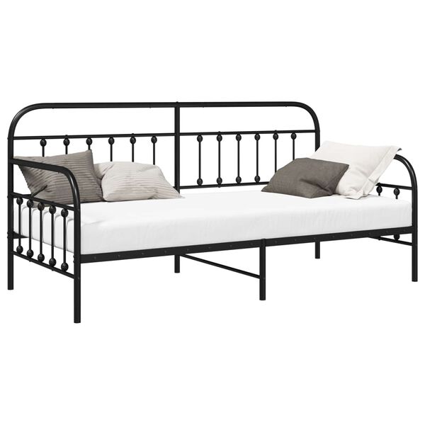vidaXL Tagesbettrahmen Schwarz 100 x 190 cm Pulverbeschichteter Stahl