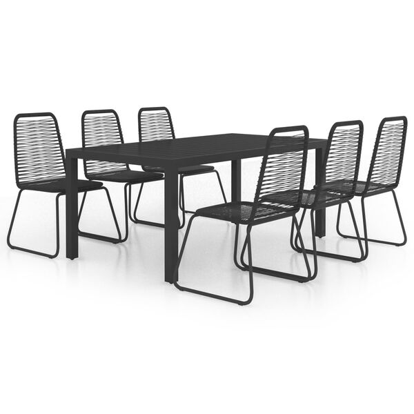 vidaXL 7-tlg. Garten-Essgruppe PVC Rattan Schwarz