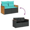 vidaXL 11-tlg. Garten-Sofagarnitur mit Kissen Schwarz Poly Rattan