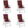 vidaXL Hochlehner-Auflagen 4 Stk. Melange Weinrot 120x50x4 cm Stoff