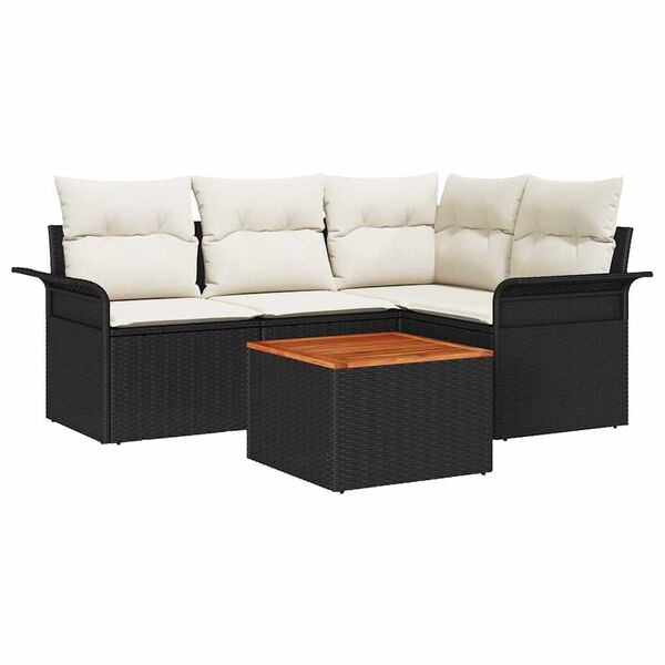 vidaXL Gartensofa-set mit Kissen 5 pcs Schwarz Poly-Rattan
