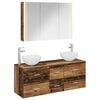 vidaXL Badezimmerm&ouml;bel-Set 4 stk. Altholz Ingenieurholz und Glas