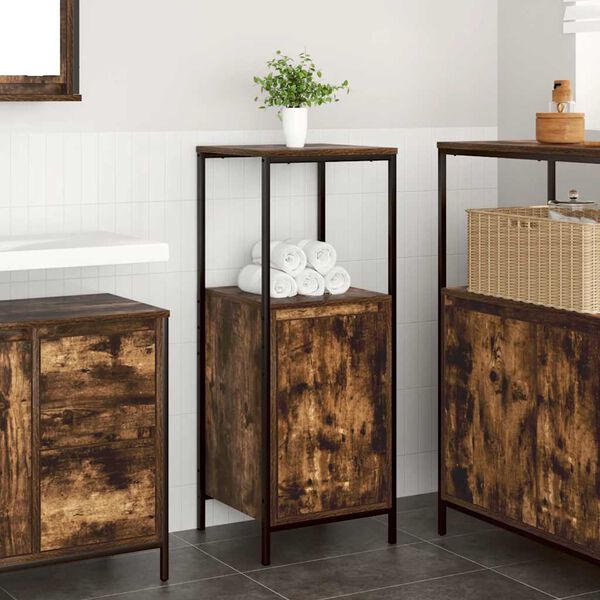 vidaXL Badschrank mit Regalen R&auml;uchereiche 36x35x95 cm