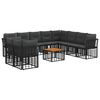 vidaXL Outdoor-Sofagarnitur 11 Stk. Schwarz und Dunkelgrau Polyester