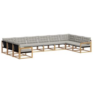 vidaXL Outdoor-Sofagarnitur 10 Stk. Wei&szlig; und Hellgrau