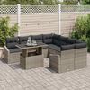 vidaXL Gartensofa-set mit Kissen 9 pcs Grau Poly-Rattan