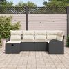 vidaXL Garten-Sofa-Set mit Kissen 6 pcs Schwarz Poly Rattan