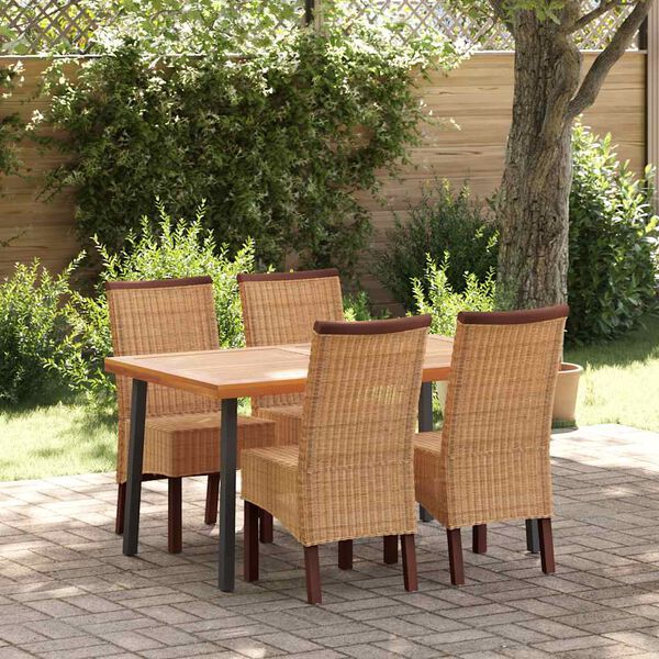vidaXL Esszimmerst&uuml;hle 4 Stk. Braun Natur Rattan
