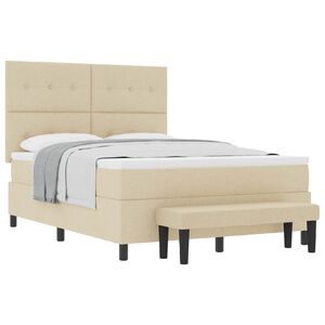 vidaXL Boxspringbett mit Kopfteil Creme 160 x 200 cm Stoff