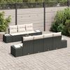 vidaXL Garten-Sofa-Set mit Kissen 8 pcs Schwarz und Creme Poly-Rattan