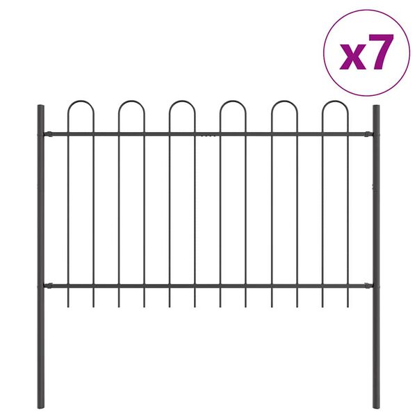 vidaXL Gartenzaun 7 pcs Grau 11,9 x 1 m Pulverbeschichteter Stahl