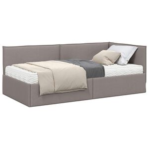 vidaXL Eckbettgestell mit Matratze 2 stk. Taupe 90 x 190 cm Samt