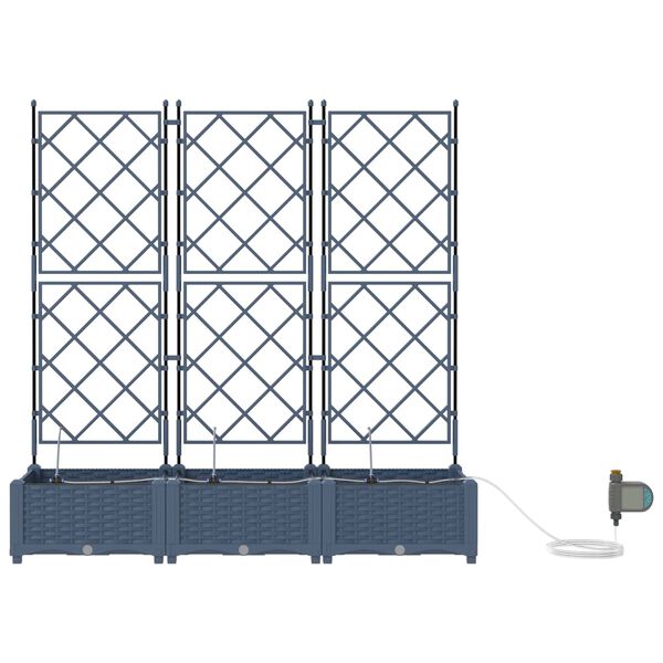 vidaXL Garten-Pflanzgef&auml;&szlig; 3 pcs Grau 120 x 40 x 126 cm Kunststoff