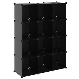 vidaXL Regalsystem mit 12 W&uuml;rfeln Schwarz PP