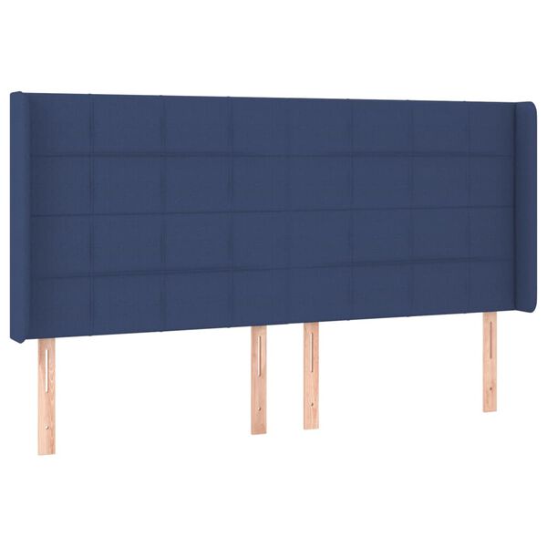 vidaXL Kopfteil mit Ohren Blau 183x16x118/128 cm Stoff