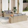 vidaXL 6-tlg. Garten-Sofagarnitur mit Kissen Beige Poly Rattan