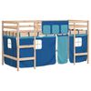 vidaXL Kinderhochbett mit Vorh&auml;ngen Blau 80x200 cm Massivholz Kiefer