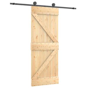 vidaXL Schiebet&uuml;r Nat&uuml;rlich und Schwarz 70 x 210 cm Massivkiefer