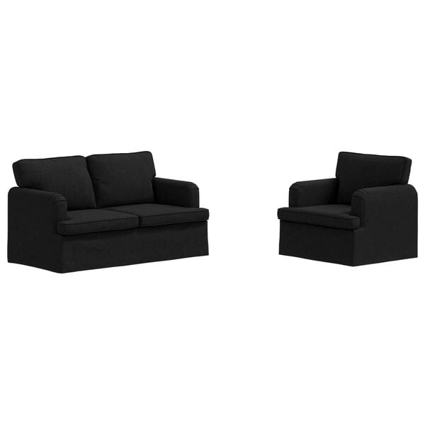 vidaXL Sofa Set 2 pcs Schwarz 144 x 80 x 85 cm Stoff