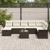 vidaXL Garten-Sofa-Set mit Kissen mit Speicher 9 pcs Braun Poly Rattan