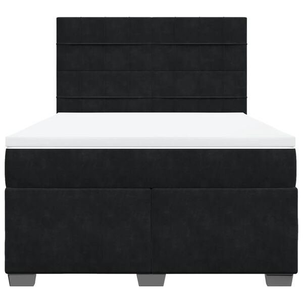 vidaXL Boxspringbett mit Matratze Schwarz 140x190 cm Samt