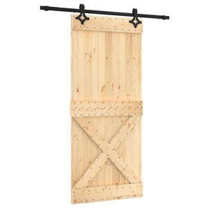 vidaXL Schiebet&uuml;r Nat&uuml;rlich und Schwarz 90 x 210 cm Massivkiefer