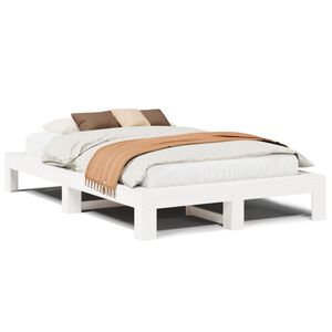 vidaXL Massivholzbett ohne Matratze Wei&szlig; 135x190 cm Kiefernholz