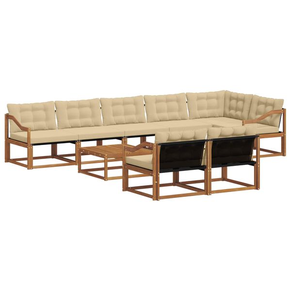 vidaXL Outdoor-Sofagarnitur mit Kissen 9 pcs Natur und Beige