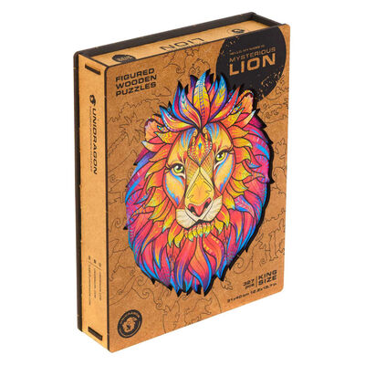 UNIDRAGON 327-tlg. Holzpuzzle Mysterious Lion King Size 31x40 cm