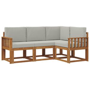 vidaXL Outdoor-Sofagarnitur 4 stk. Nat&uuml;rlich und Hellgrau