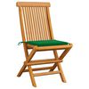 vidaXL Gartenst&uuml;hle mit Gr&uuml;nen Kissen 4 Stk. Teak Massivholz
