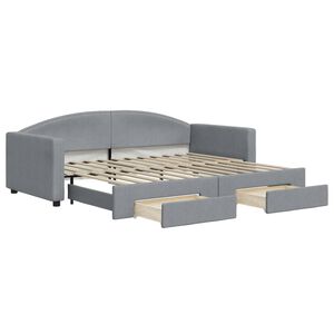 vidaXL Tagesbett Ausziehbar mit Schubladen Hellgrau 90x200 cm Stoff