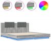 vidaXL Bettgestell mit Kopfteil und LED-Leuchten Grau Sonoma 160x200cm