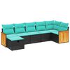 vidaXL 7-tlg. Garten-Sofagarnitur mit Kissen Grau Poly Rattan