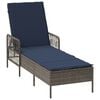vidaXL Sonnenliege mit Kissen 3 pcs Grau und Marineblau Poly-Rattan