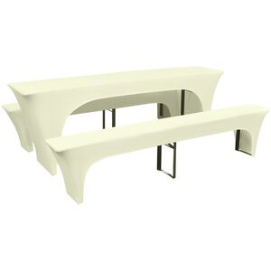 vidaXL Dreiteiliges Schonbezug-Set f&uuml;r Biertisch/B&auml;nke Stretch Creme
