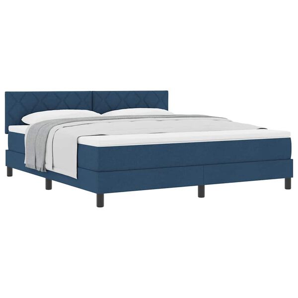 vidaXL Boxspringbett mit Matratze mit Matratze Blau 180 x 200 cm Stoff