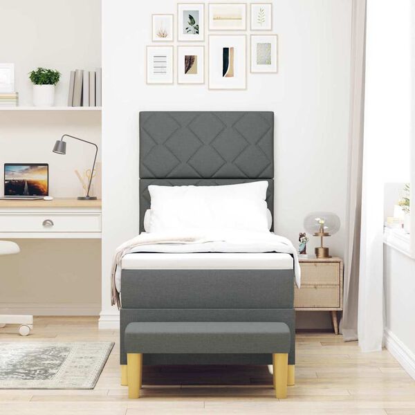 vidaXL Boxspringbett mit Matratze Dunkelgrau 80 x 200 cm Stoff
