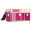 vidaXL Etagenbett mit Rutsche und Gardinen Rosa 90x200 cm