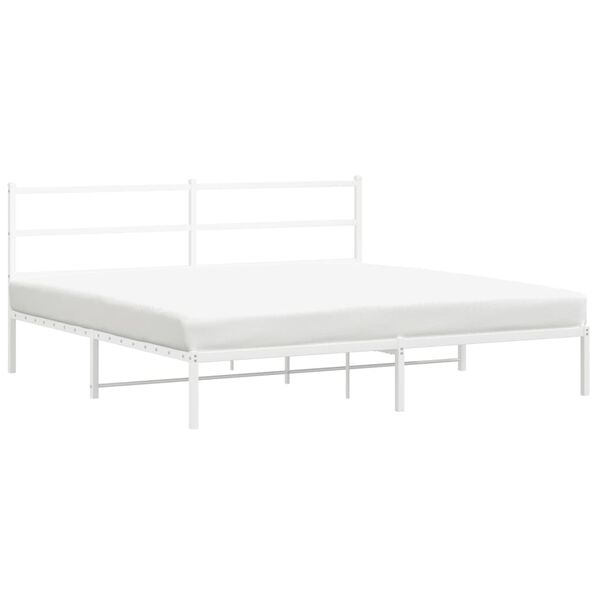 vidaXL Bettgestell mit Kopfteil Metall Wei&szlig; 193x203 cm